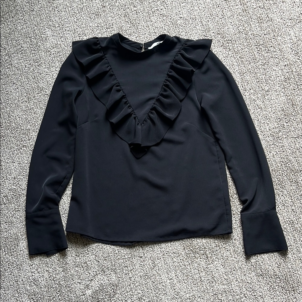 Elegant Black Ruffle Blouse